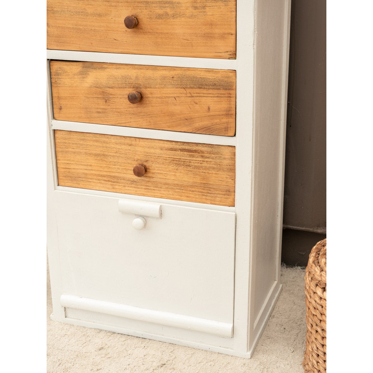 Meuble d'appoint en bois blanc Gilbert N°1916 - Bon état bois clair, DEBONGOUT