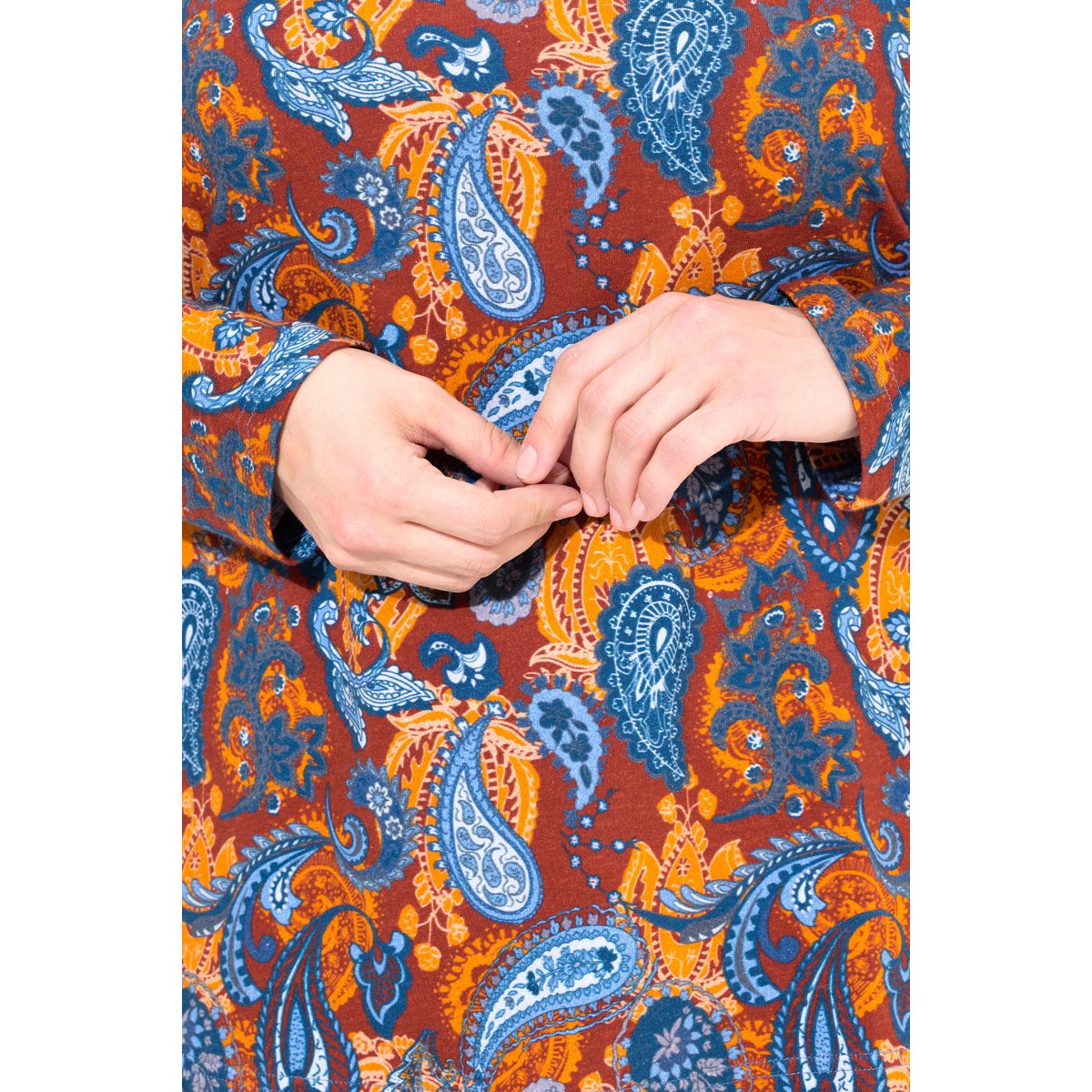 T-shirt long coupe évasée, motif cachemire baies foncé, ULLA POPKEN