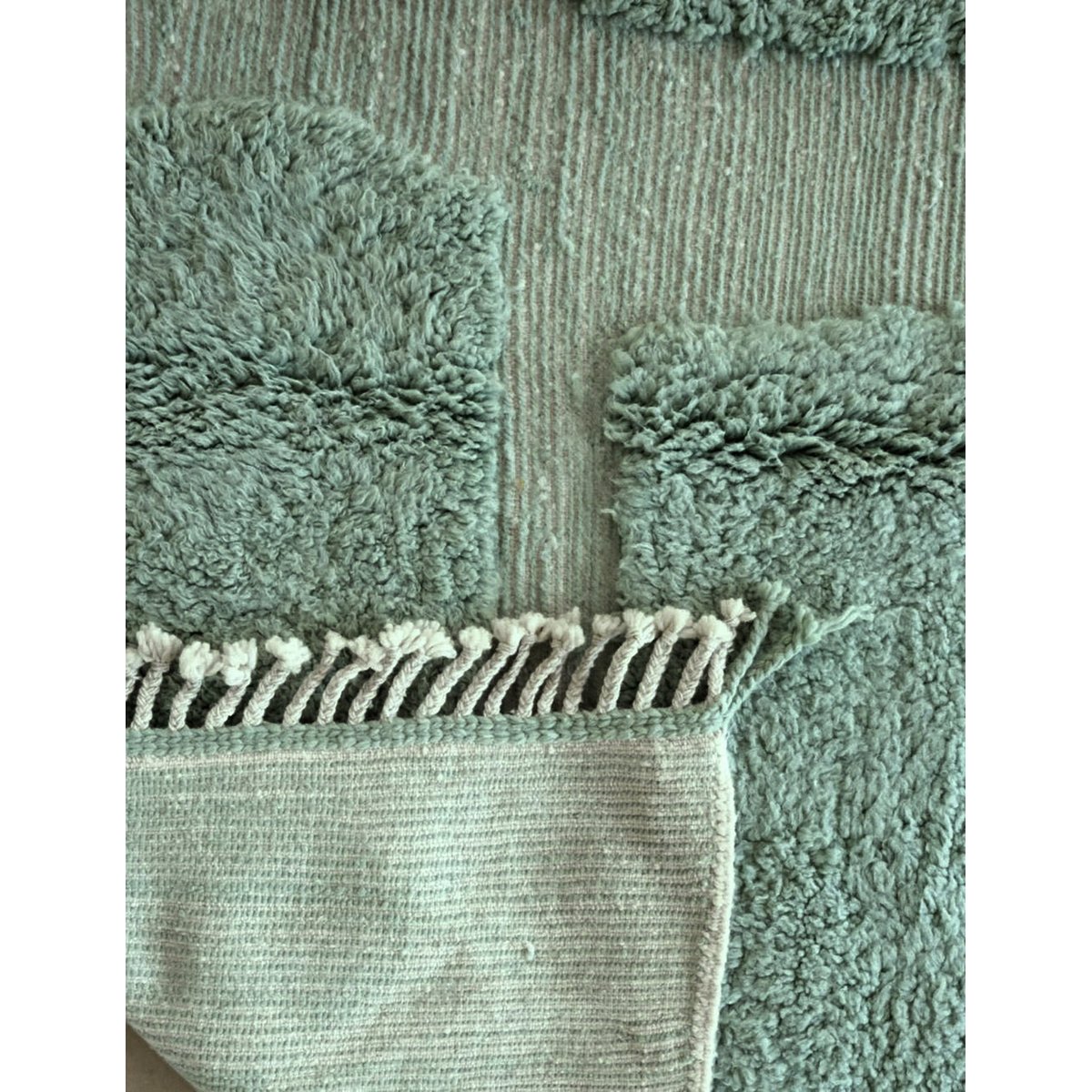 Tapis berbère graphique tissage en relief en laine 207 x 289 cm bleu naturel, AFK LIVING