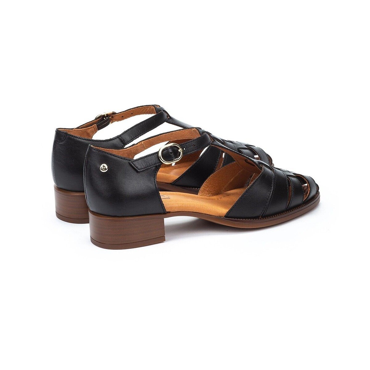 Sandales plates salomé en cuir Valencia noir, PIKOLINOS