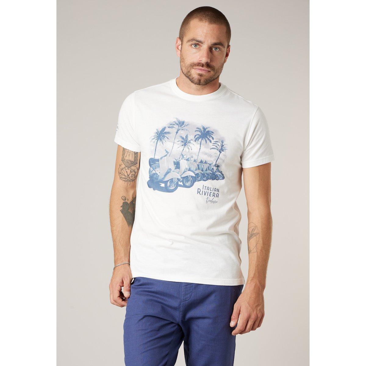 T-shirt homme en coton LAMBRATE naturel, DEELUXE