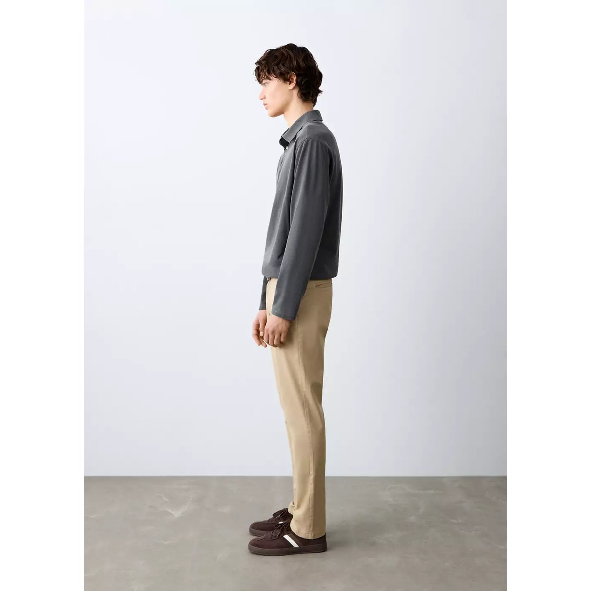 Pantalon chino uni beige, MANGO TEEN