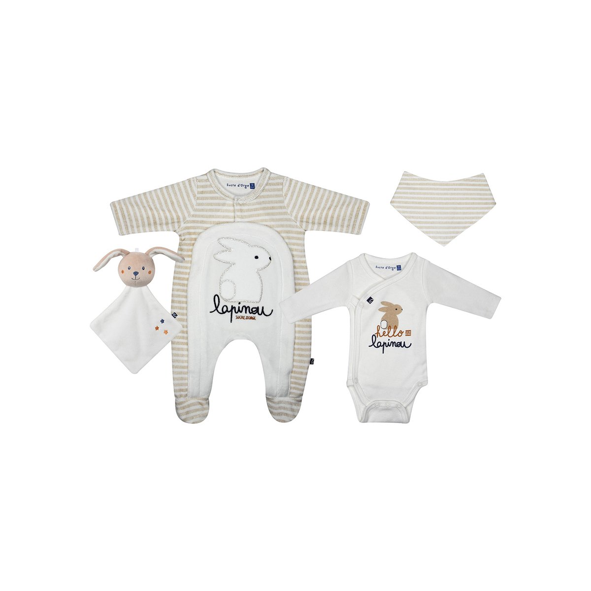 Set naissance ion maille naissance beige, SUCRE D'ORGE