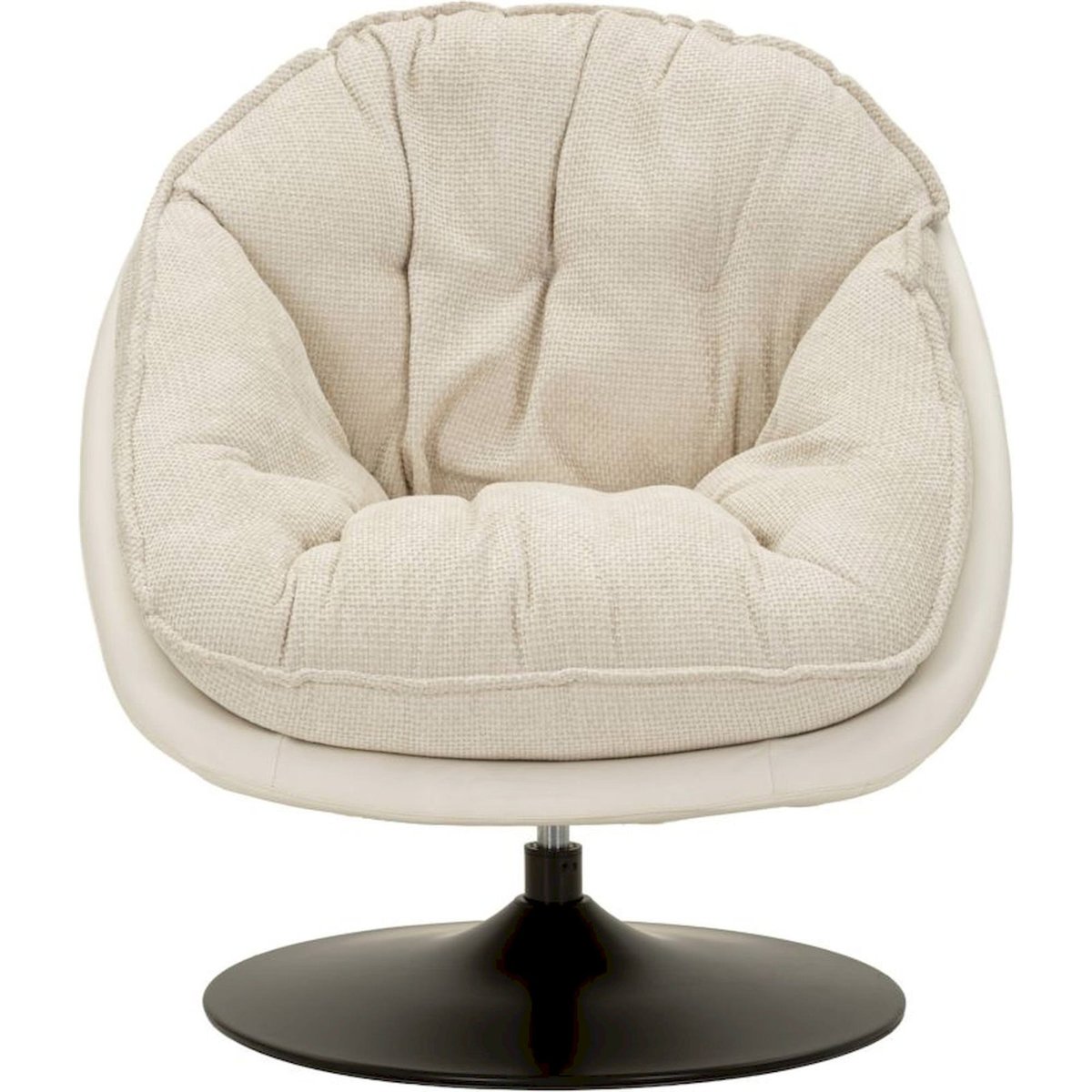 Fauteuil pivotant rétro enveloppant MODERN crème et noir, RECOLLECTION
