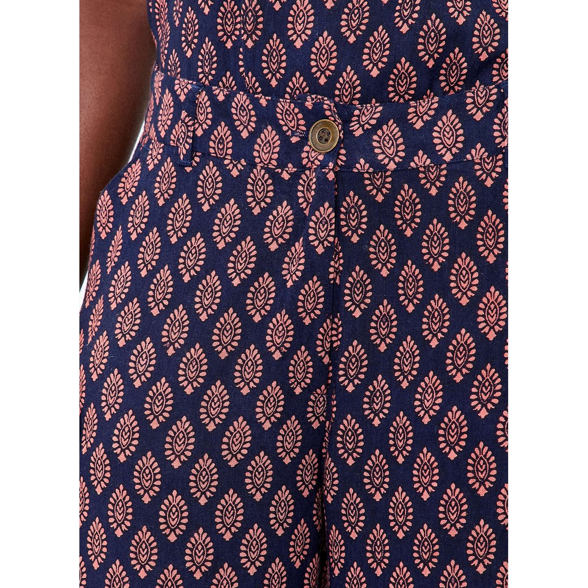 Pantalon imprimé large fluide 7/8 AMELIA bleu marine ajay, LA FIANCÉE