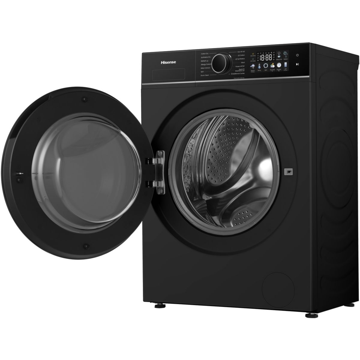 Lave linge séchant hublot WD3I8043BBF2 - 8/5 kg - 1400 tr/min - Classe D - Connecté - Noir couleur unique, HISENSE