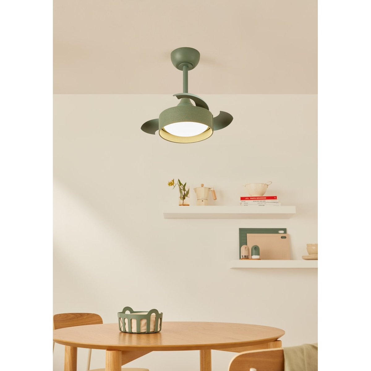 Ventilateur de plafond 40W avec lumière et télécommande WIND CLEAR LAMP sauge/sauge, CREATE