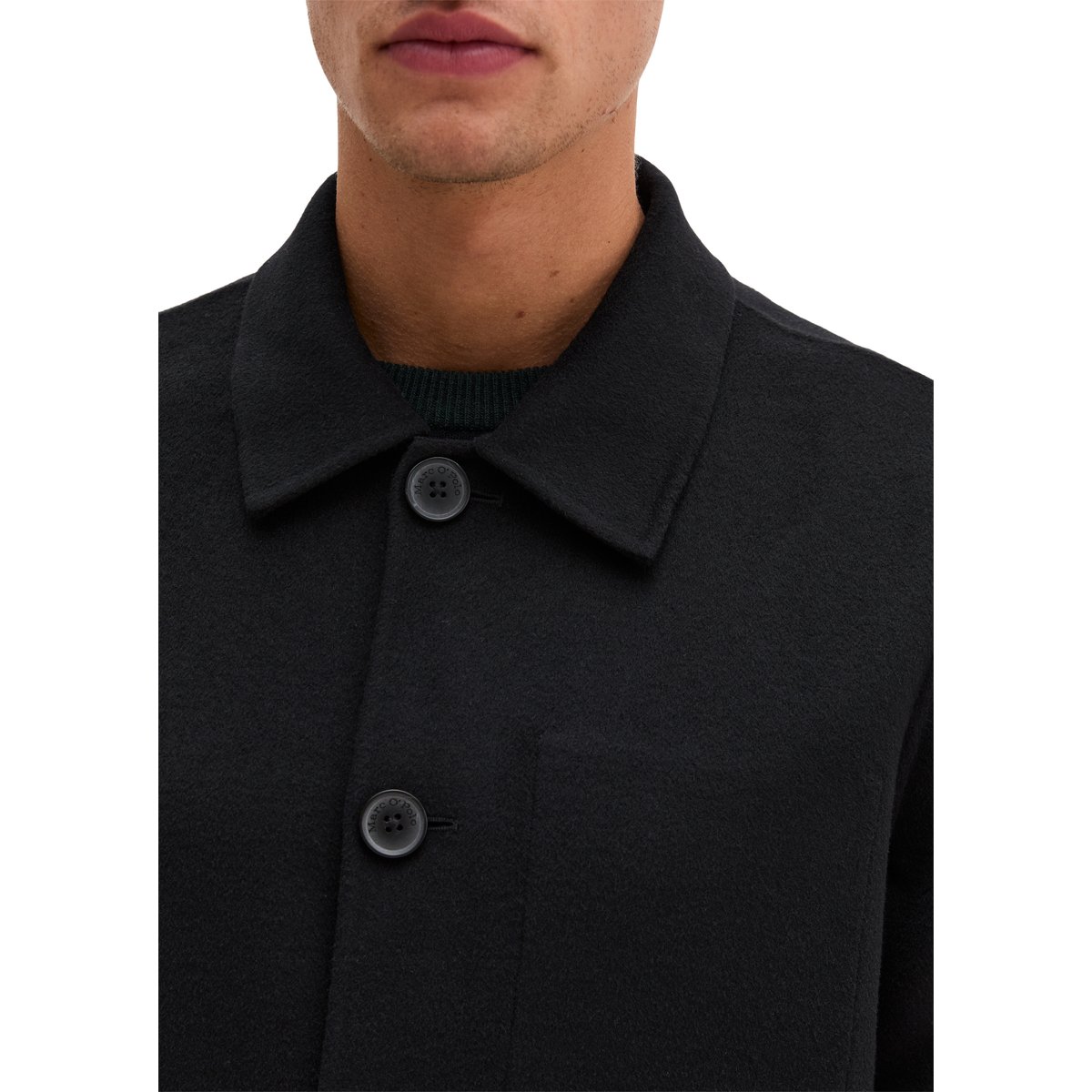 Veste en laine coupe classique en laine mélangée double face toute douce noir, MARC O'POLO