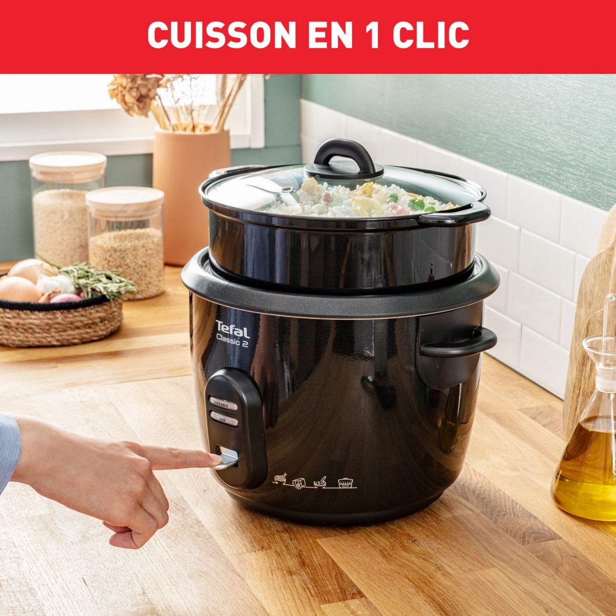 Cuiseur riz YY4351FB Classic 5L+ panier vapeur couleur unique, TEFAL