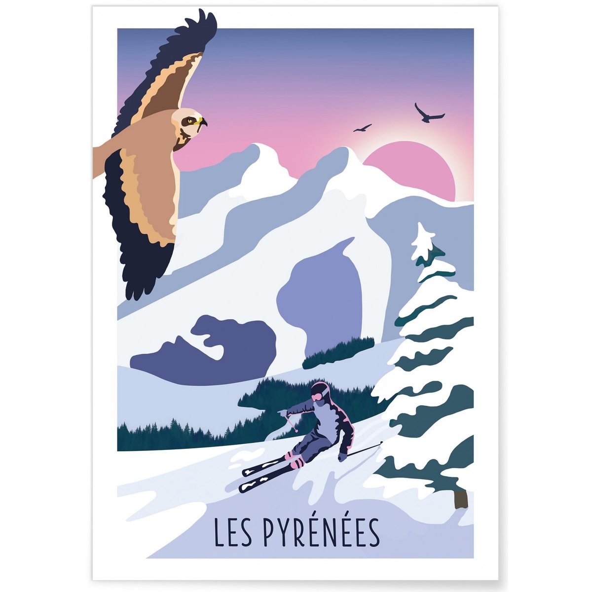 Affiche Les Pyrénées blanc, L'AFFICHERIE