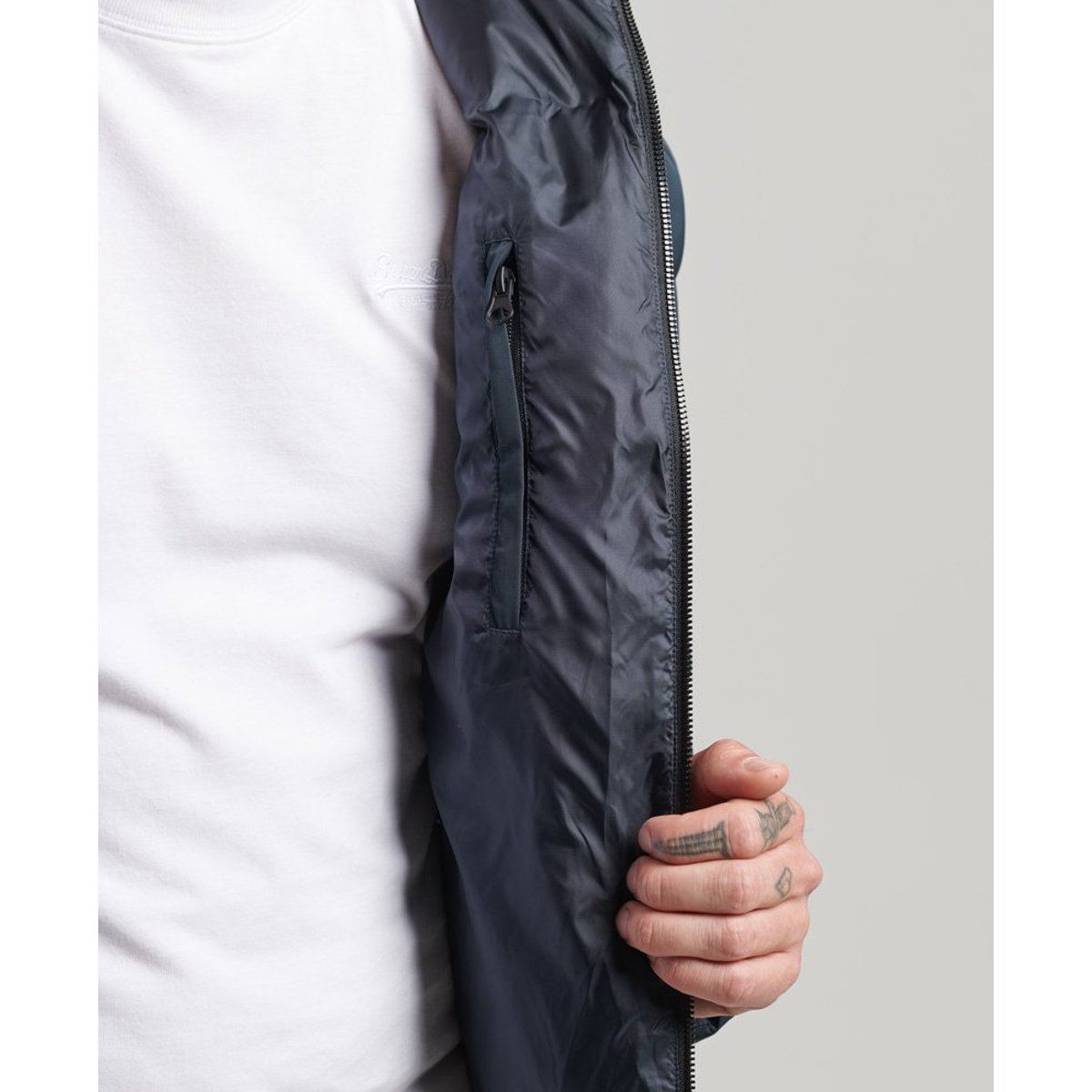 Doudoune extra longue bleu marine éclipse, SUPERDRY