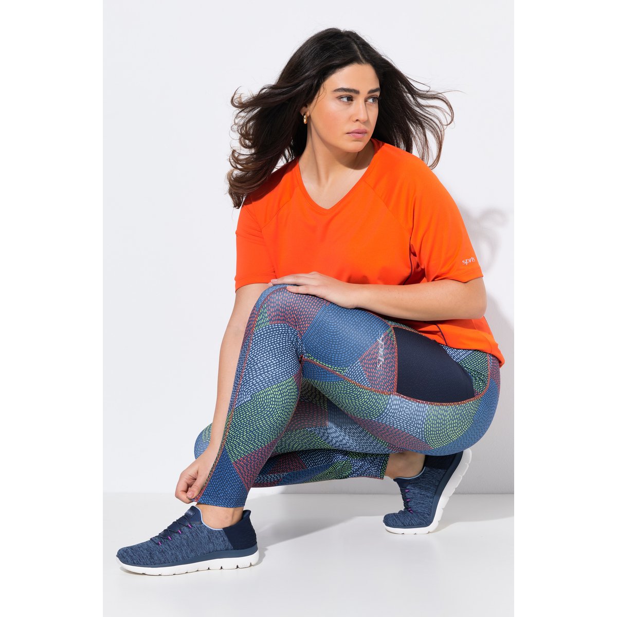 Legging technique aspect « tressé ». Poche marine, ULLA POPKEN
