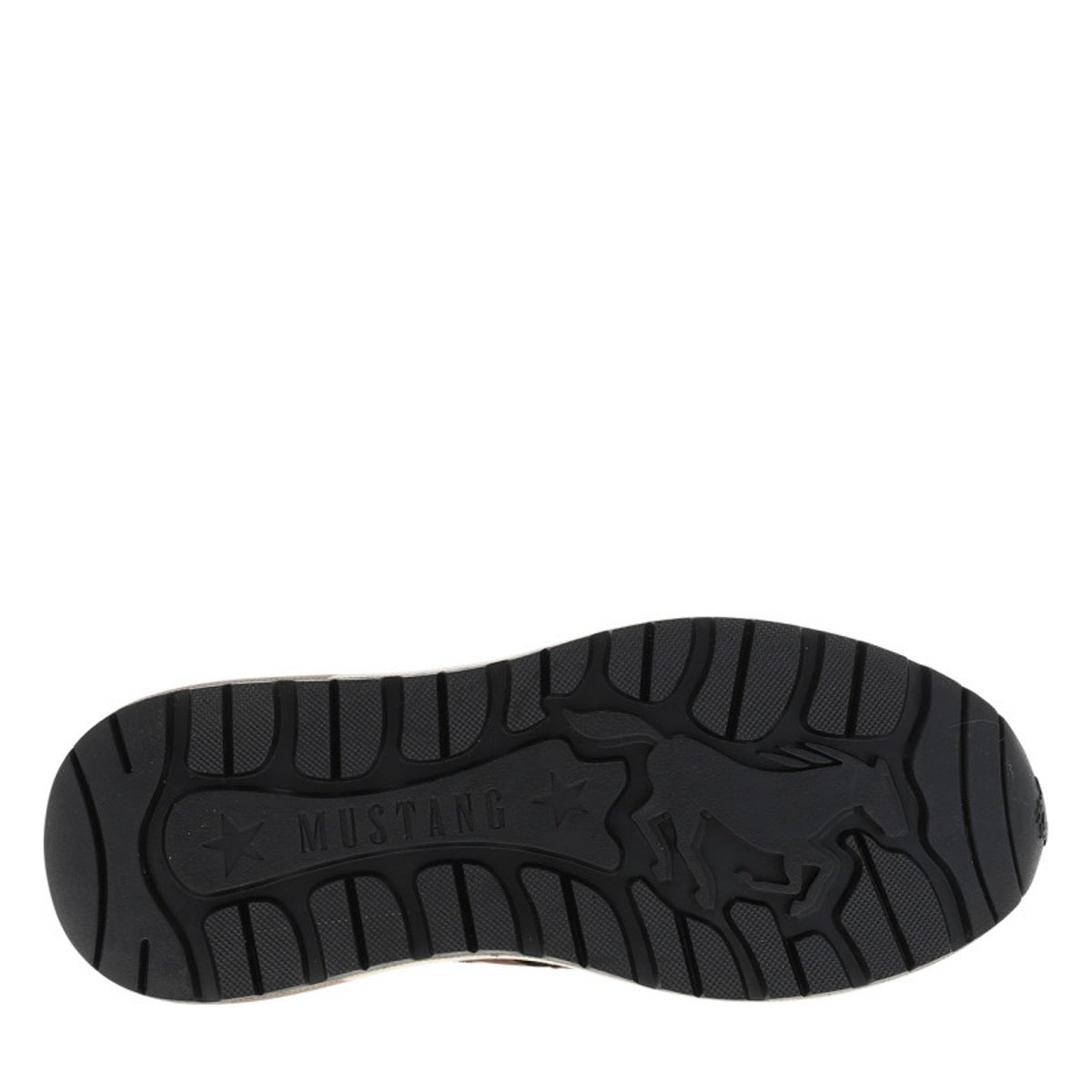 Baskets running brunes avec un talon plat et munies de lacets plats bicolores brun, MUSTANG