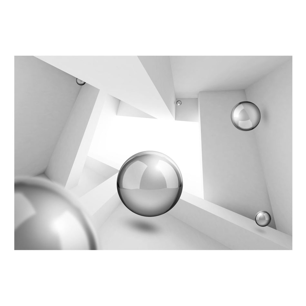 Papier peint intissé panoramique Abstractions Play With Balls gris / argent, EDEN