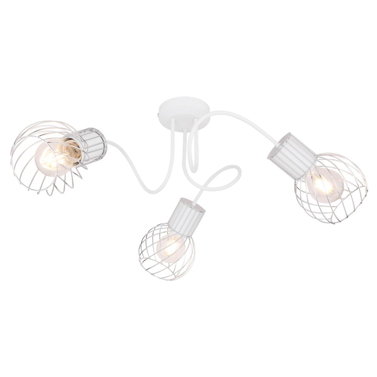 Plafonnier rond 3 lampes en métal design contemporain LUISE blanc, GLOBO LIGHTING