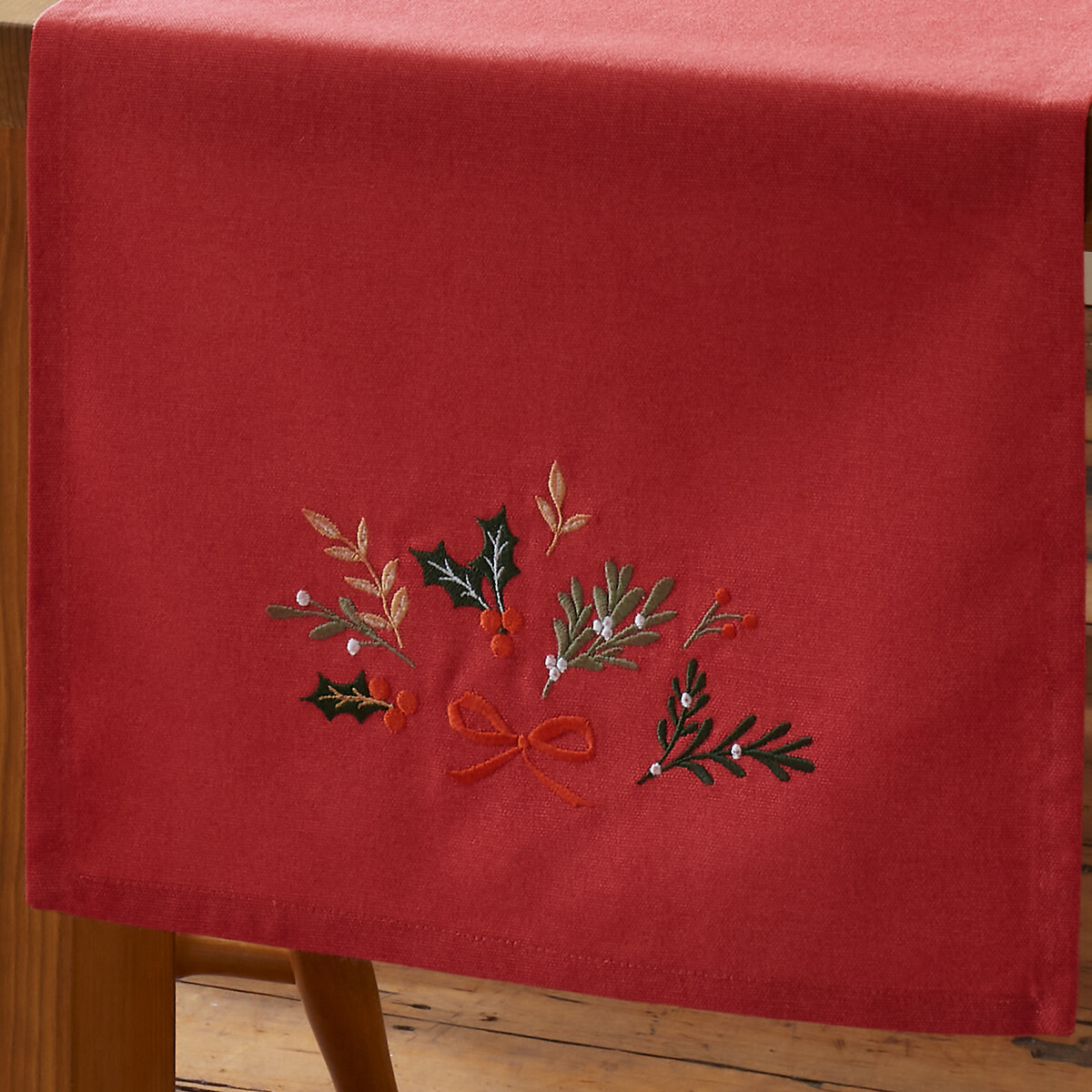Holly Stripe Christmas Cotton Dining Table Runner multi-coloured, CATHERINE LANSFIELD