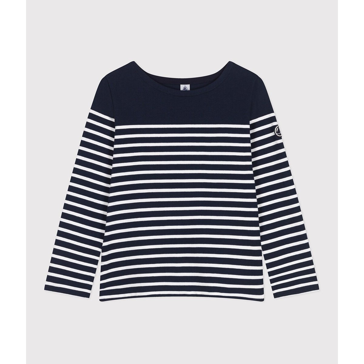 Marinière en coton, manches longues marine/blanc, PETIT BATEAU