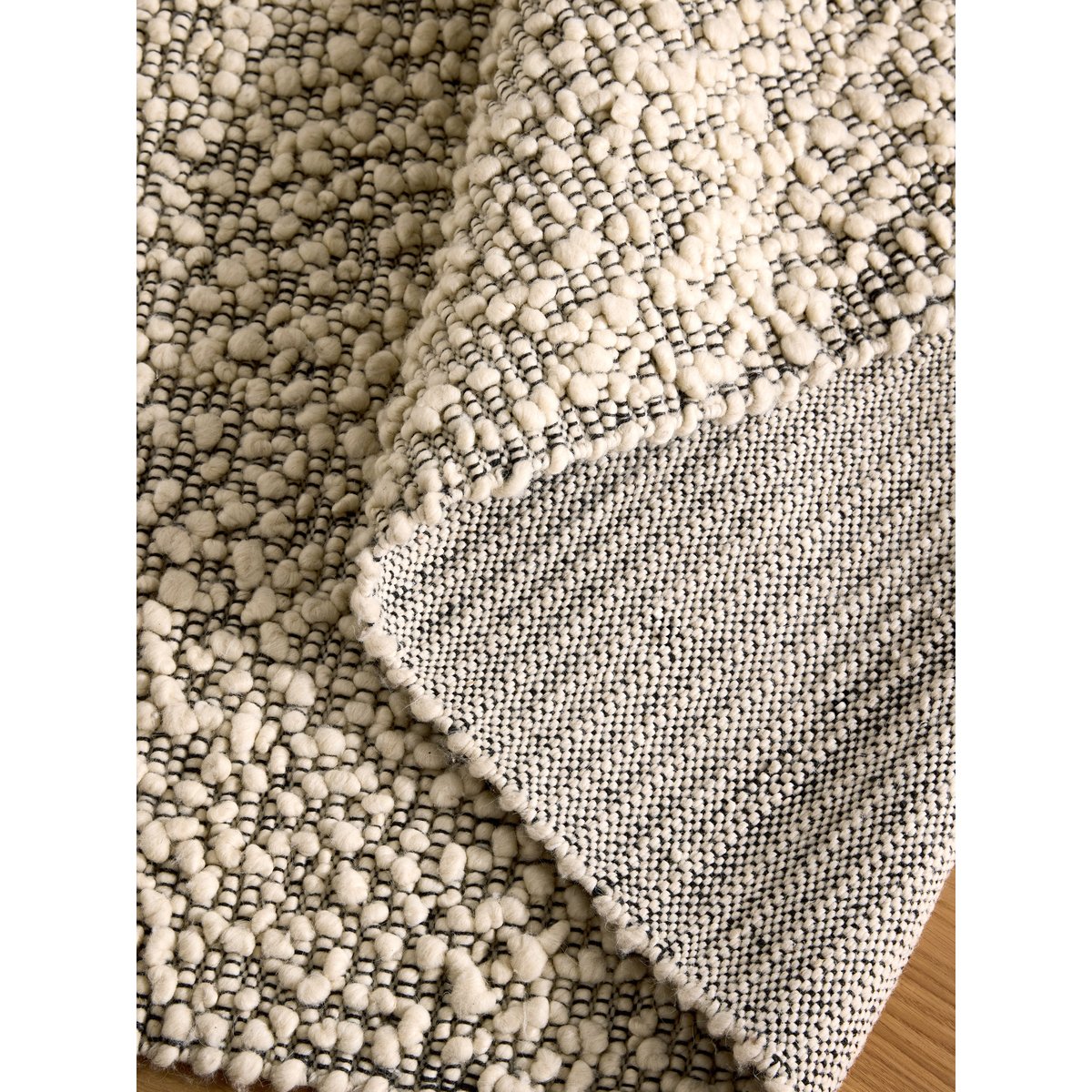 Tapis de salon et chambre tissé plat en laine MARCEL gris, NOVATREND