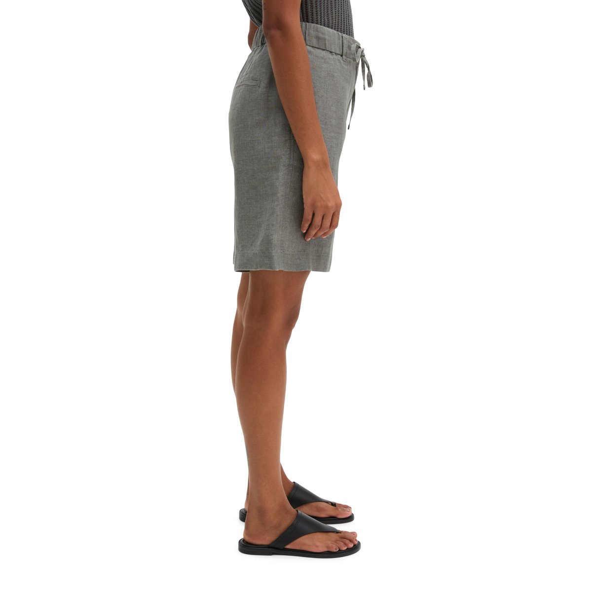 Short en lin droit avec ceinture élastique gris, MARC O'POLO