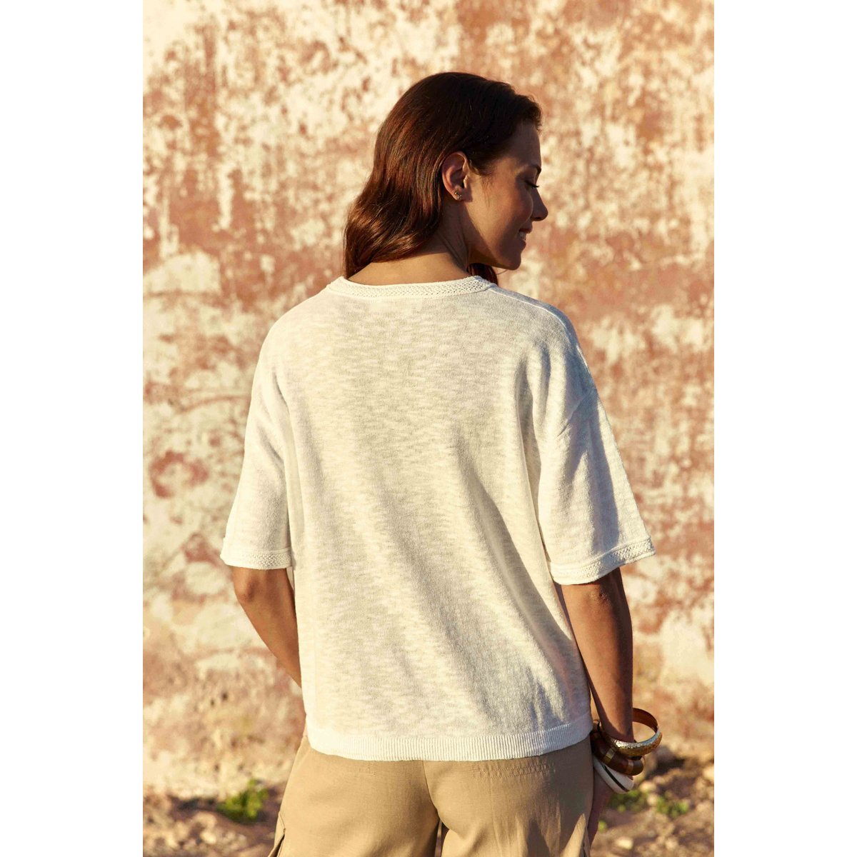 T-shirt manches courtes col rond uni MIRLEY 11-ecru, LA PETITE ETOILE