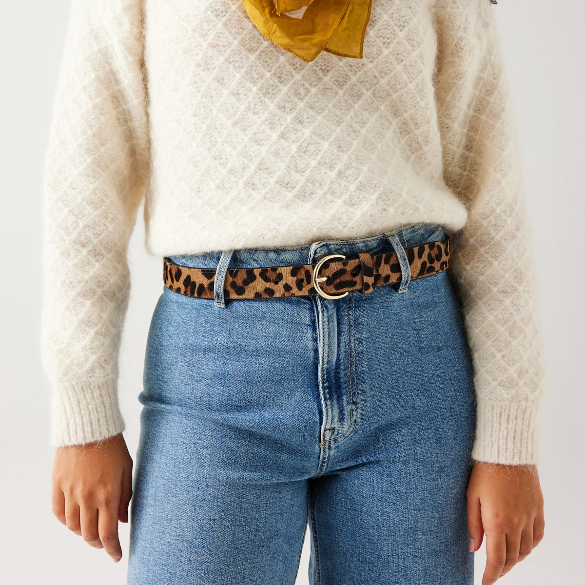 Ceinture en cuir motif léopard imprimé multicolore, PROMOD