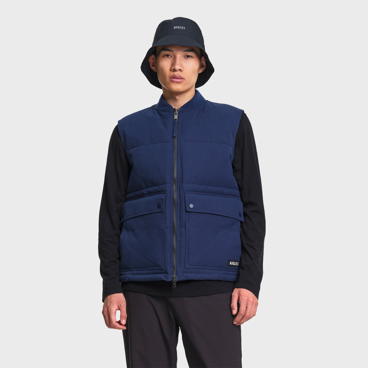Gilet matelassé imperméable poches cargo REPREVE bleu marine, AIGLE