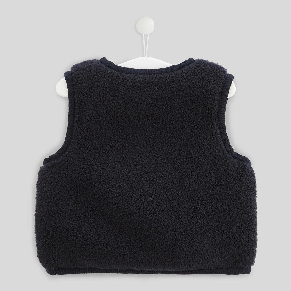 Gilet sans manches uni en sherpa marine, BOUT'CHOU