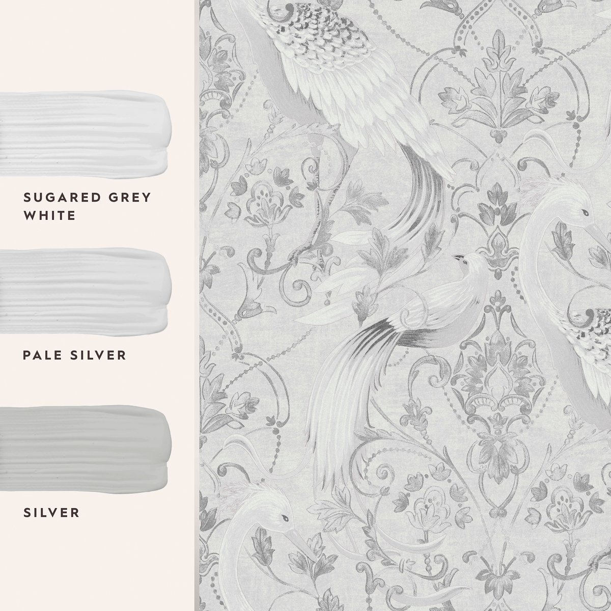 Papier peint Médaillons Tregaron argent, LAURA ASHLEY