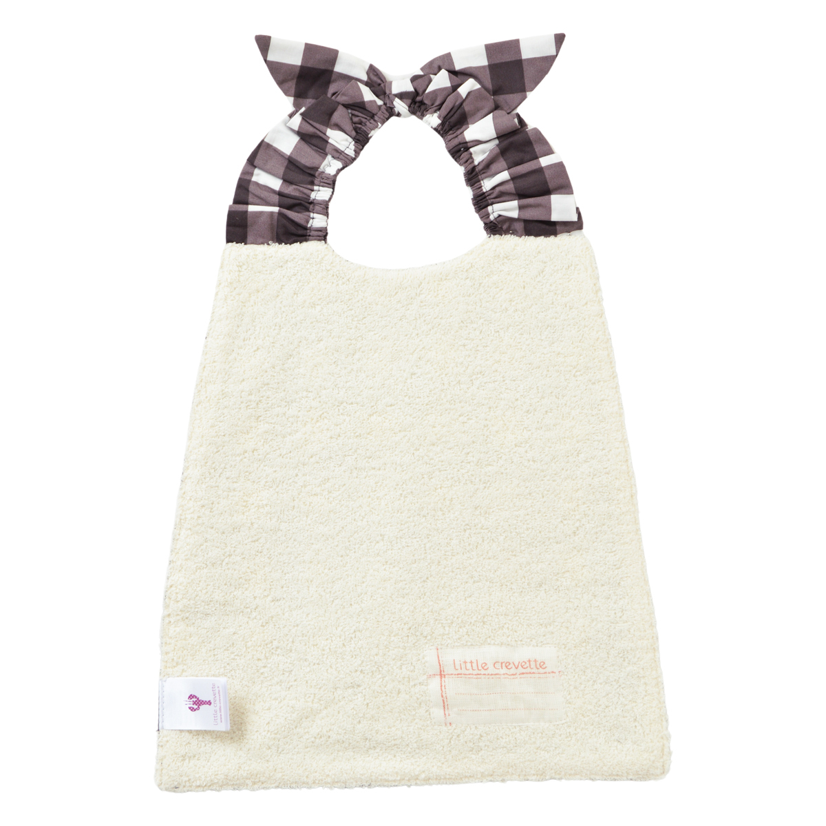 Bavoir élastiqué vichy PETIT CŒUR COULANT marron, LITTLE CREVETTE