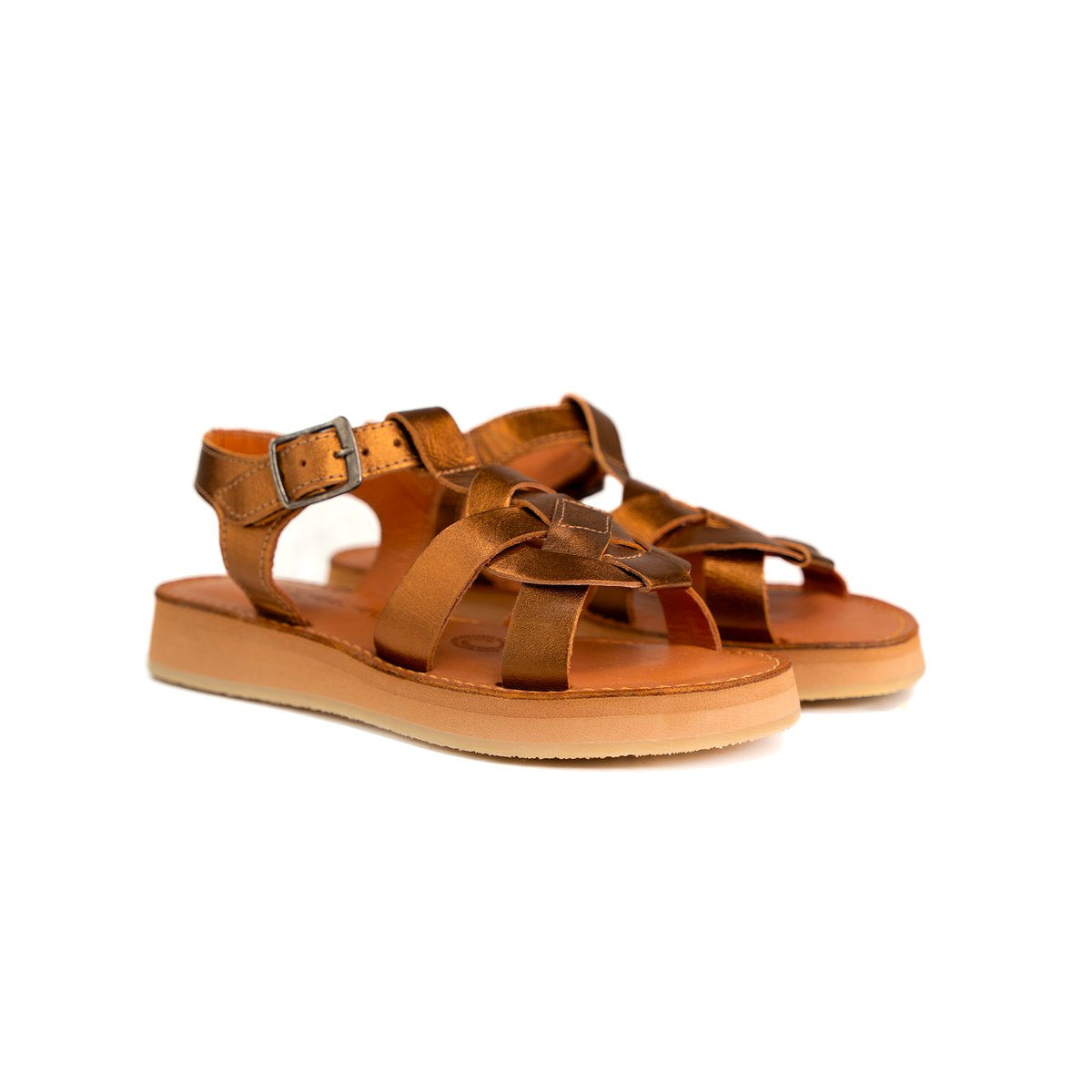 Sandale plateforme en cuir tressé TULUM bronze, MAPACHE