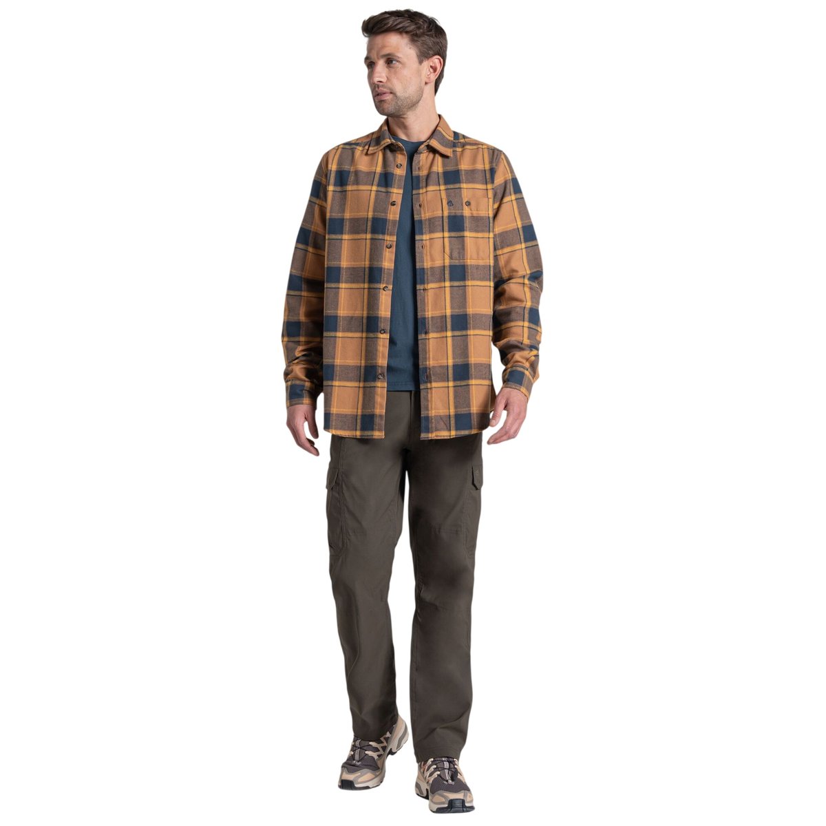 Chemise manches longues motif/style à carreaux GABLE marron clair à carreaux, CRAGHOPPERS