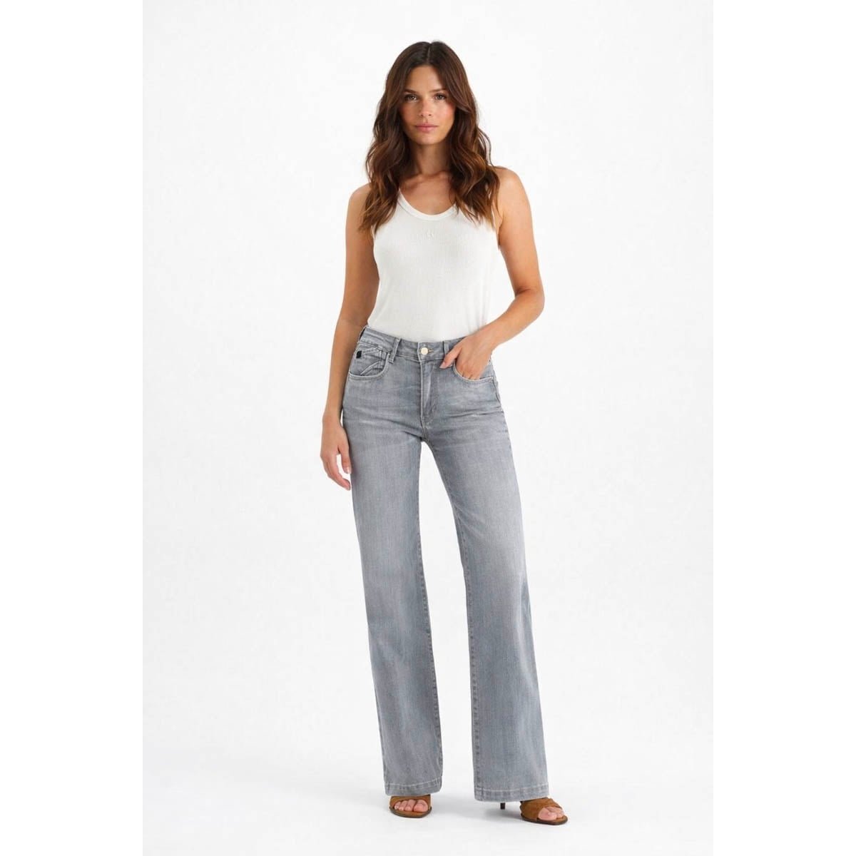 Jeans flare PULP high flare, longueur 34 grey, LE TEMPS DES CERISES