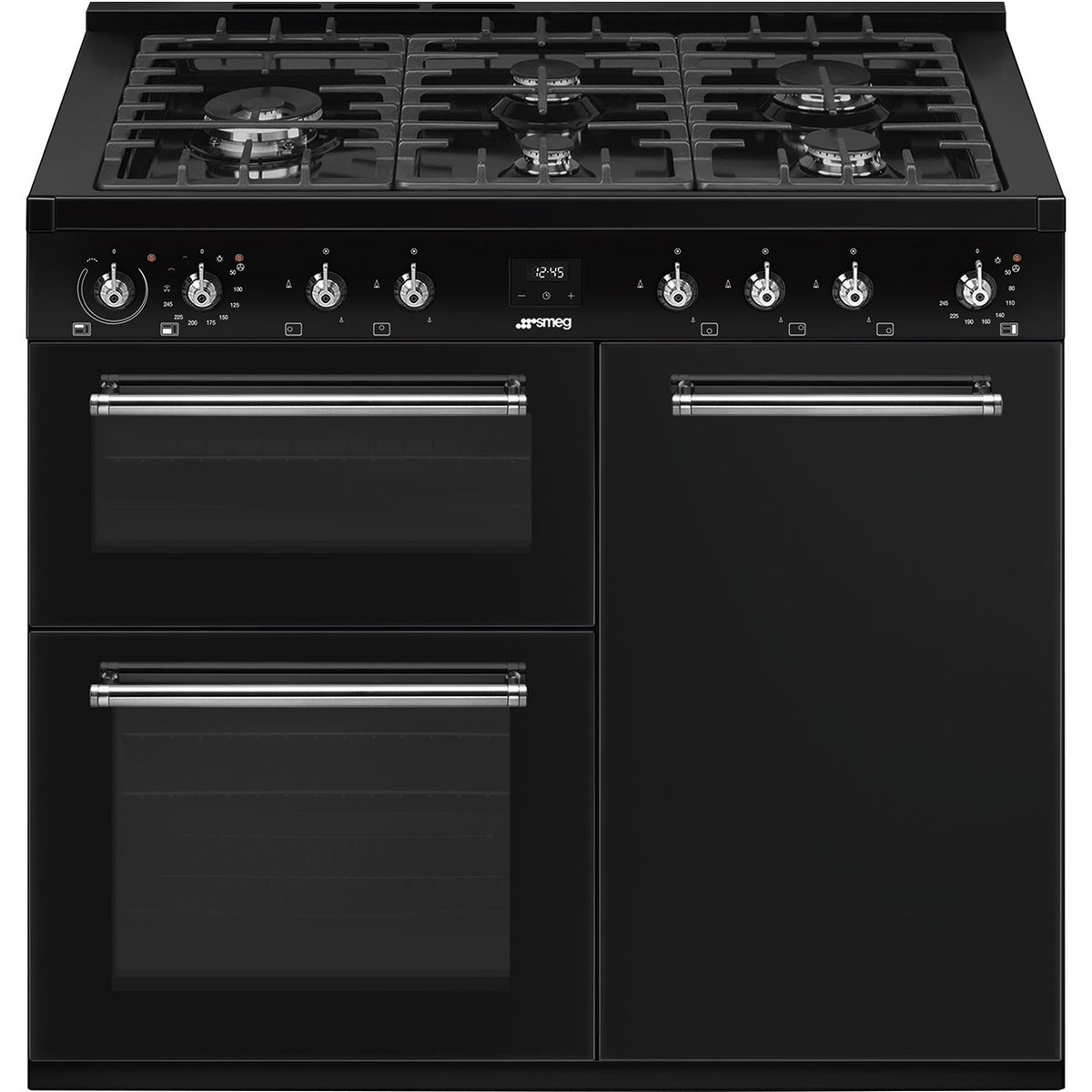 Piano de cuisson gaz 5 feux 100 cm noir brillant, SMEG