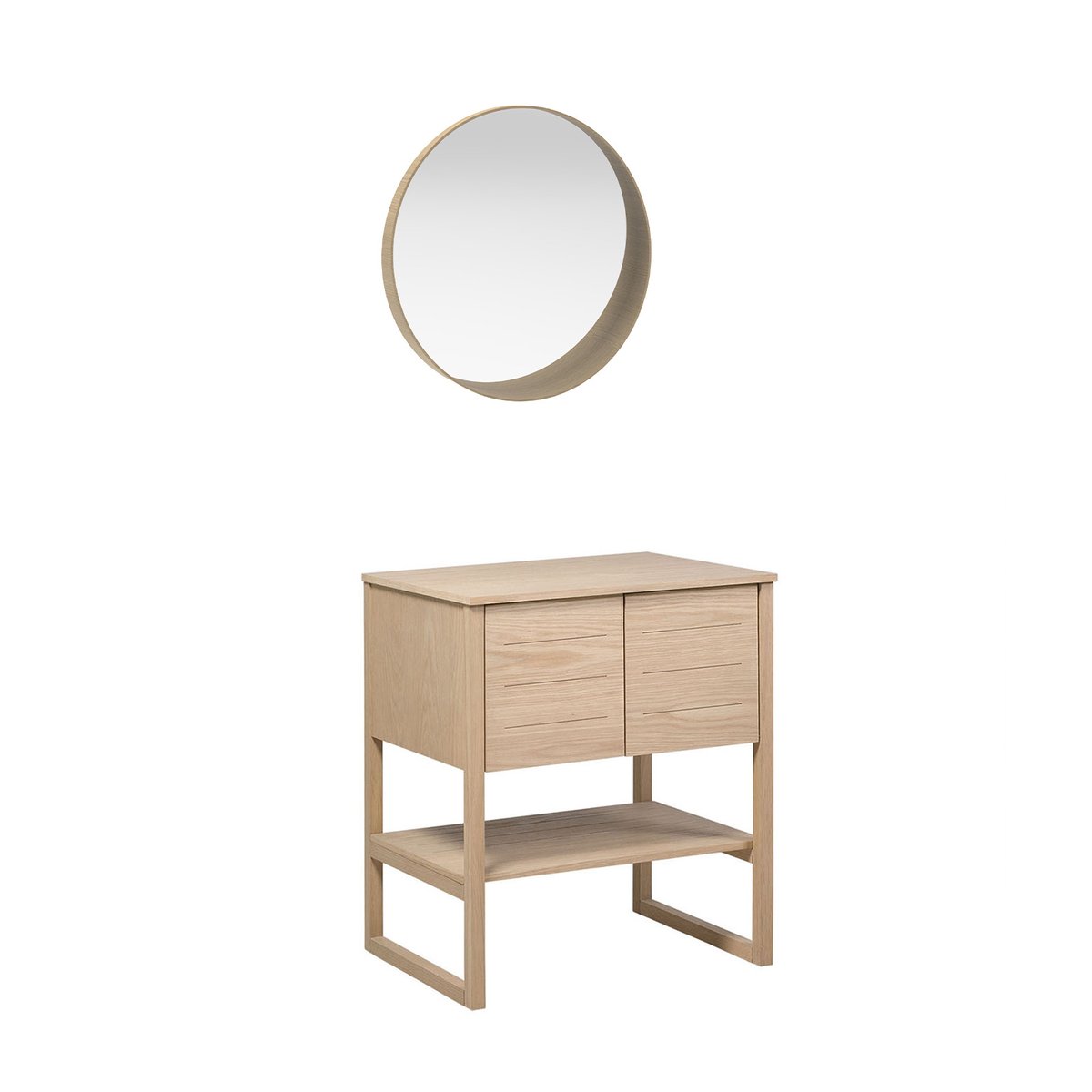 Meuble simple + miroir ATOLL bois clair, MOB IN