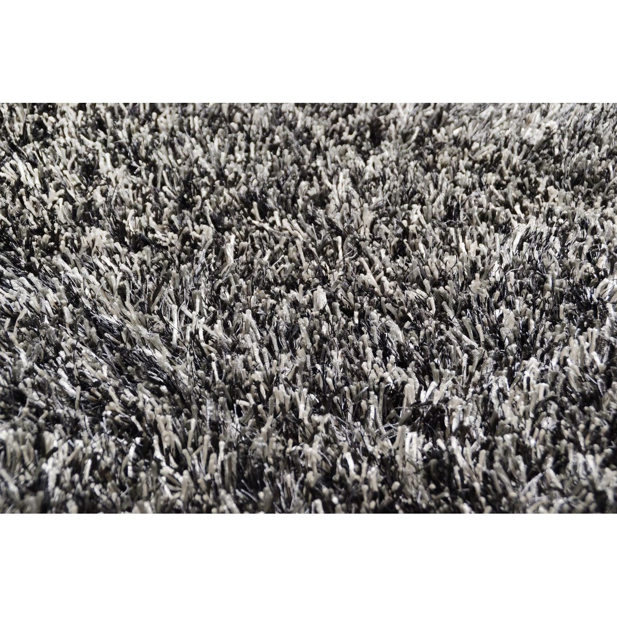 Tapis salon shaggy Girly longs poils argent, THEKO