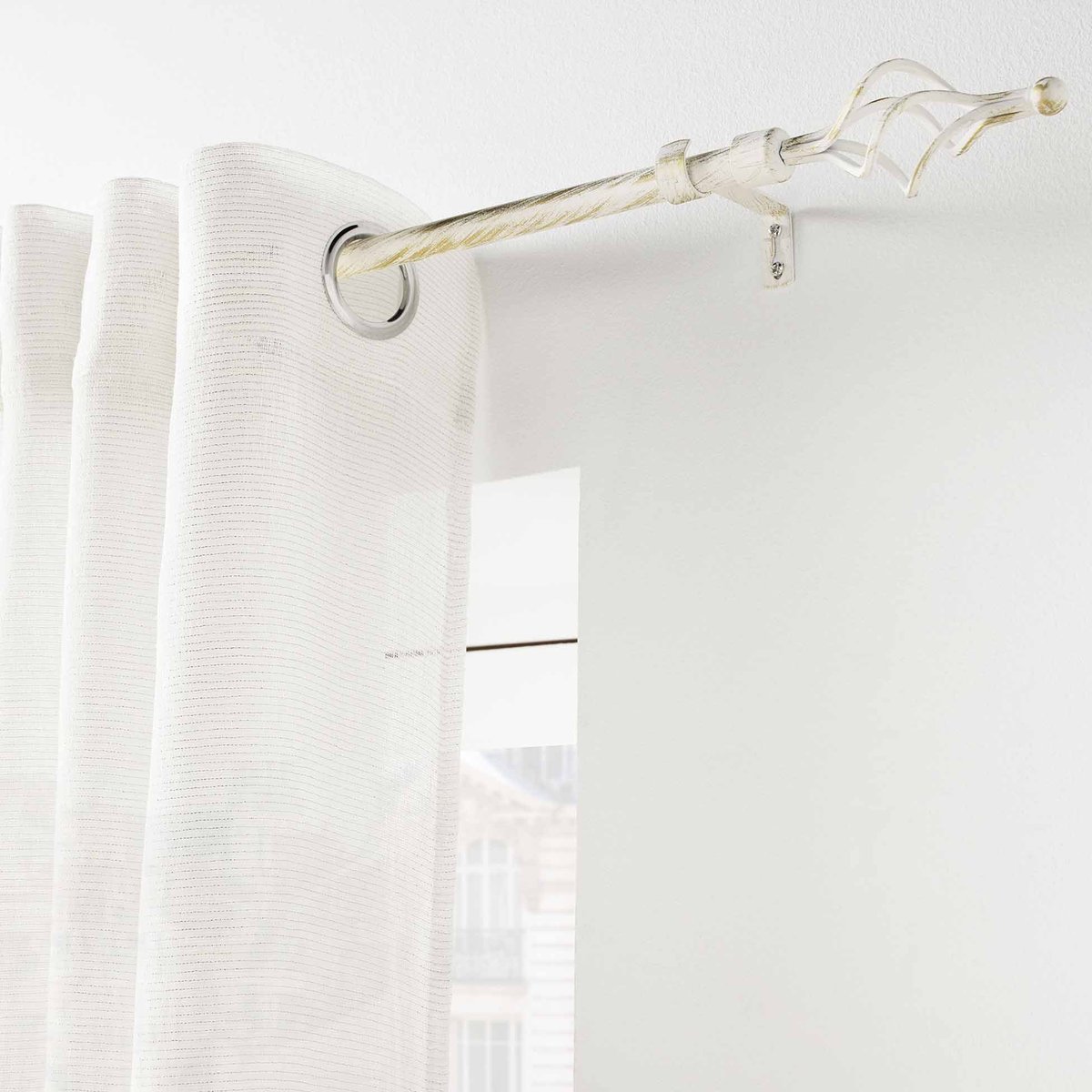 Tringle extensible en kit patiné - 120-210 cm blanc, DOUCEUR D'INTÉRIEUR