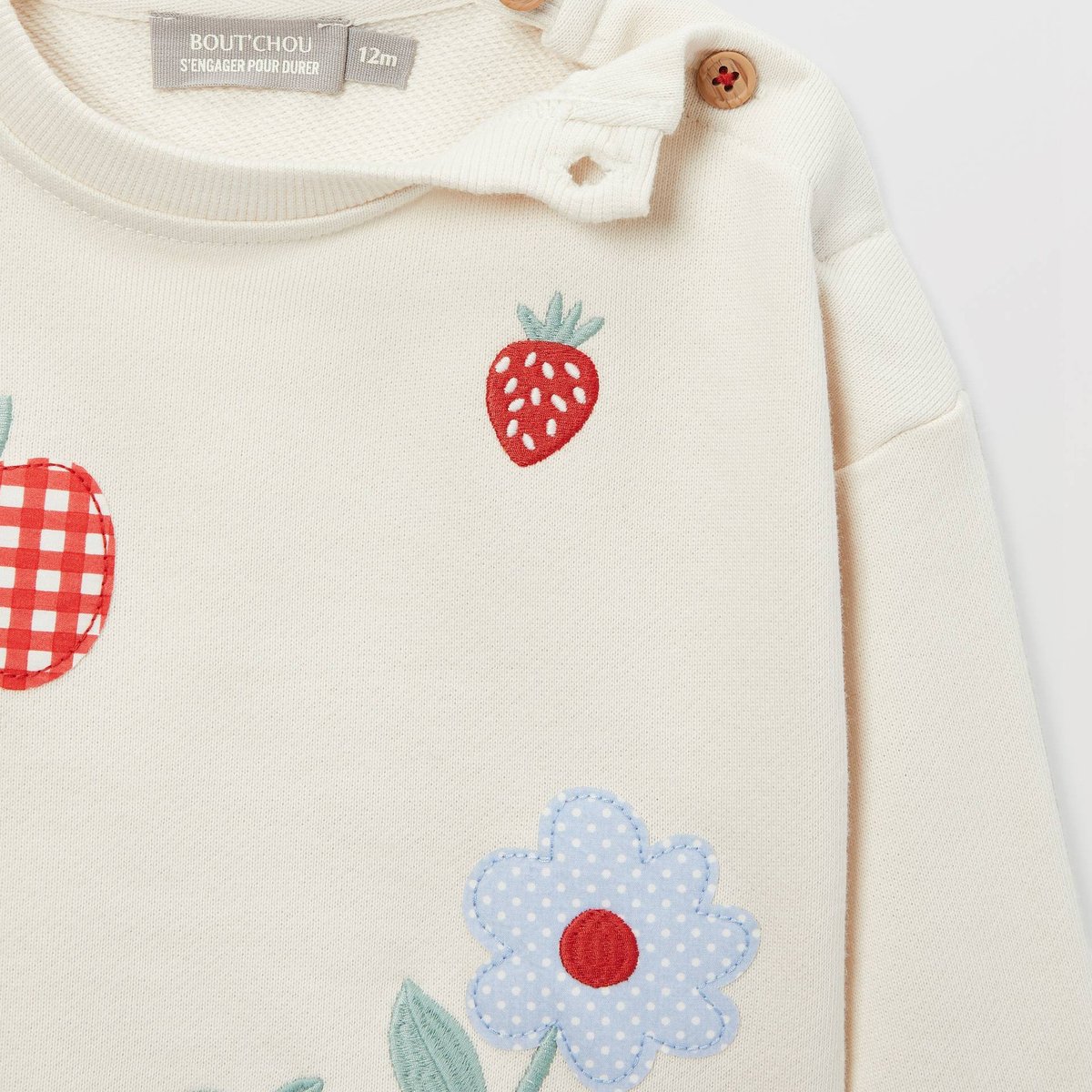 Sweat brodé en coton BIO GOTS naturel, BOUT'CHOU