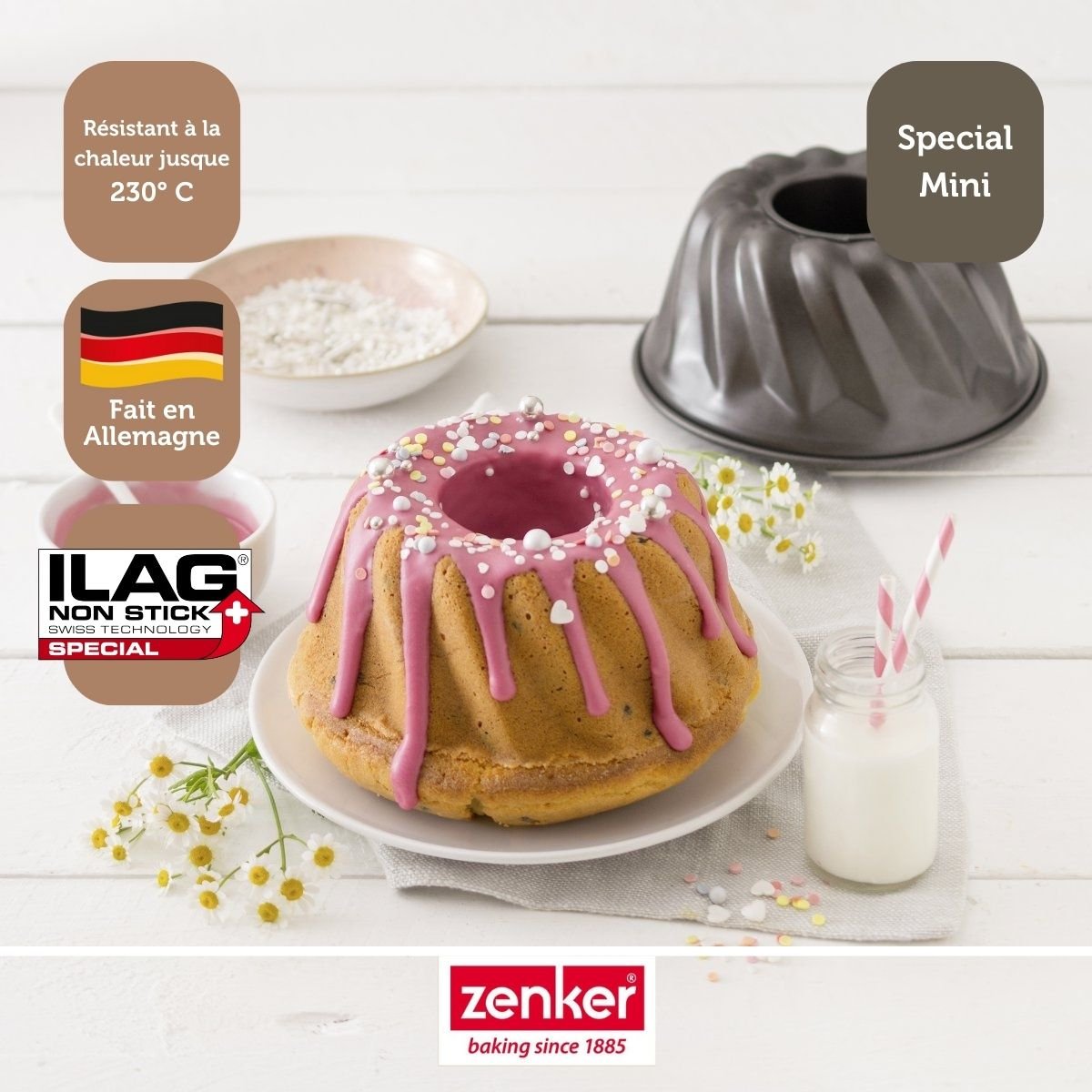 Lot de 2 moules à kouglof 18/18 cm en acier SPÉCIAL MINI noir, ZENKER