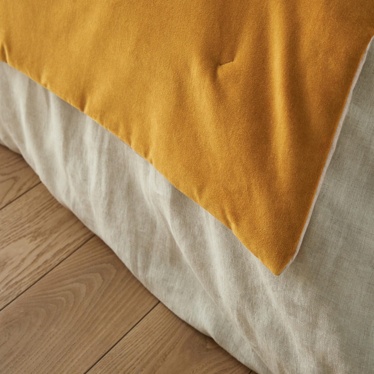 Edredon matelassé velours coton lin uni, Velvet bronze, LA REDOUTE INTERIEURS