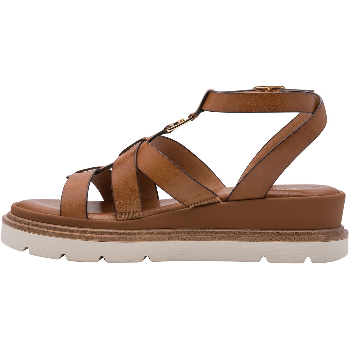 Keilsandaletten aus Leder cognac, TAMARIS