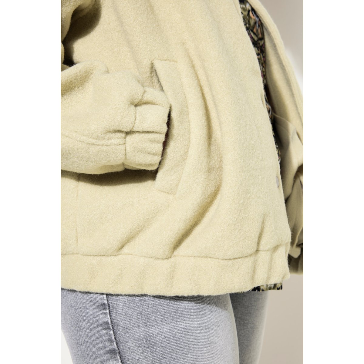 Blouson oversize, aspect lainage vert tilleul, STUDIO UNTOLD