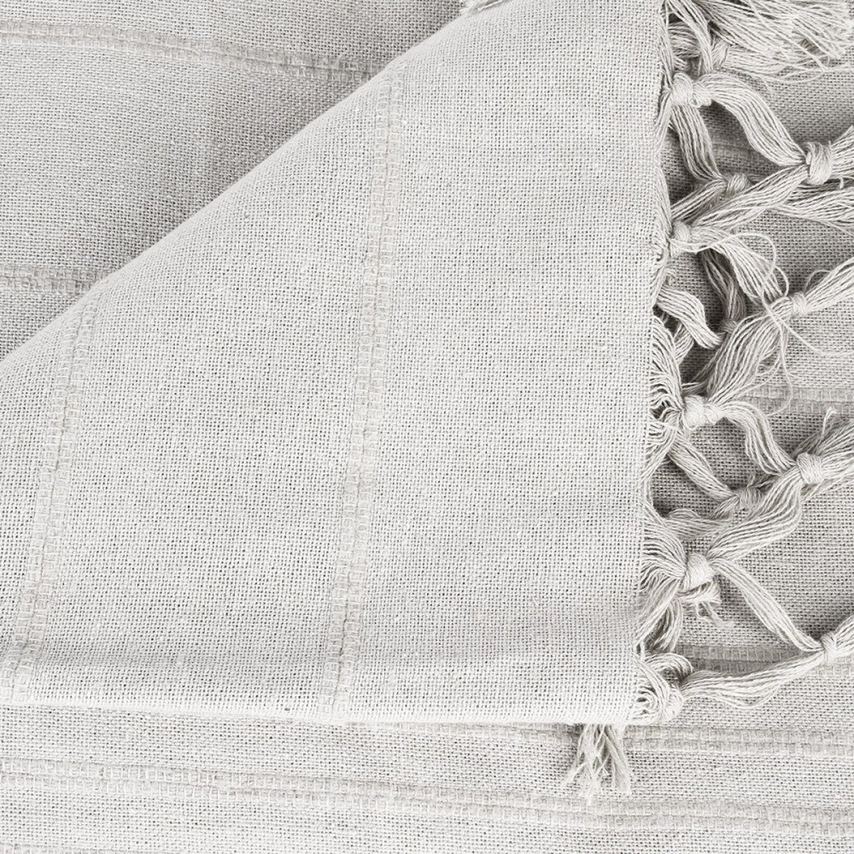 Jeté de lit 230x250 ivoire coton gris clair, ATMOSPHERA