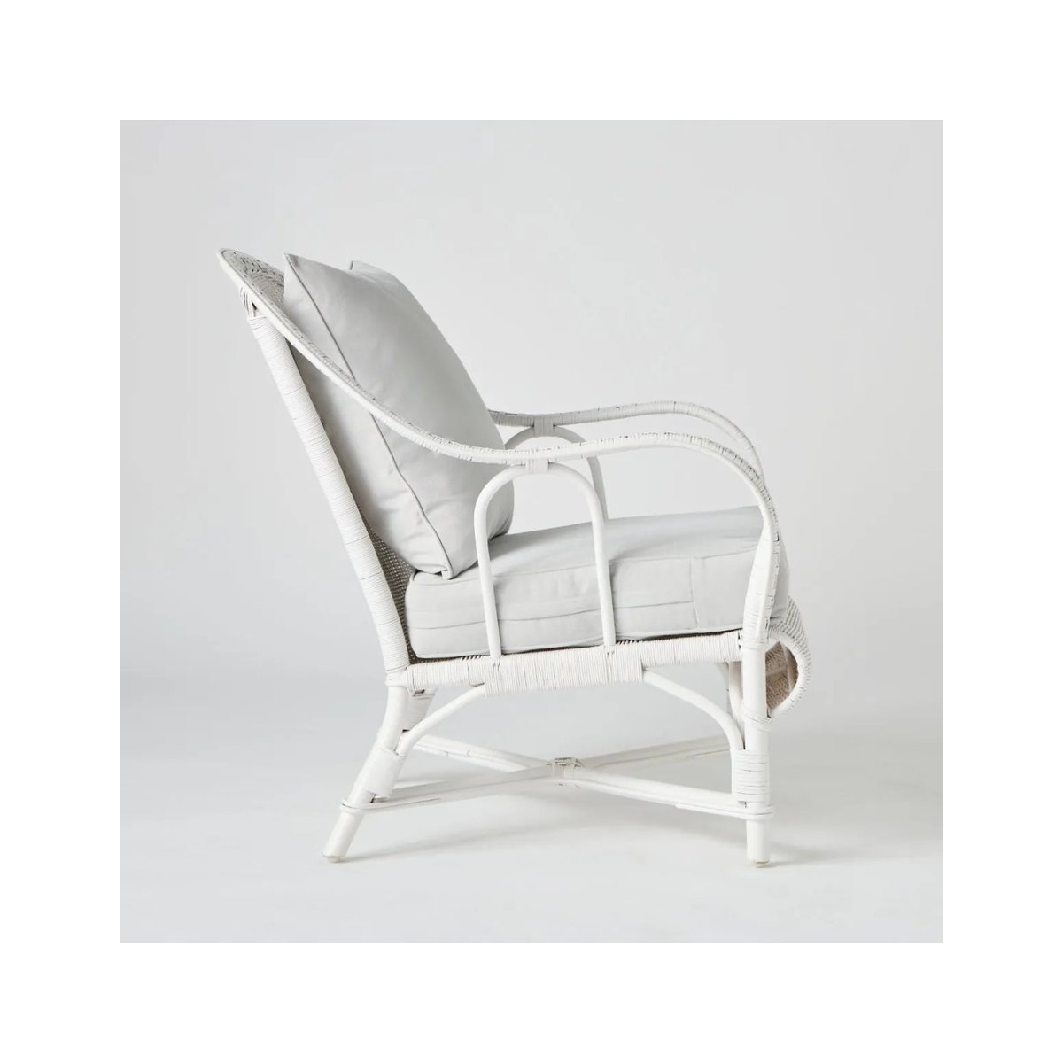 Fauteuil en rotin PRIMAVERA tissu gris perle rotin laqué blanc - tissu gris perle, KOK