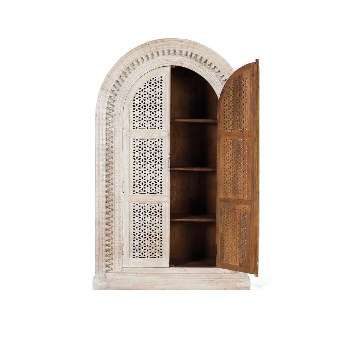 Armoire 2 portes Bois Blanc - OLÉNIE blanc, DECORATION D’AUTREFOIS