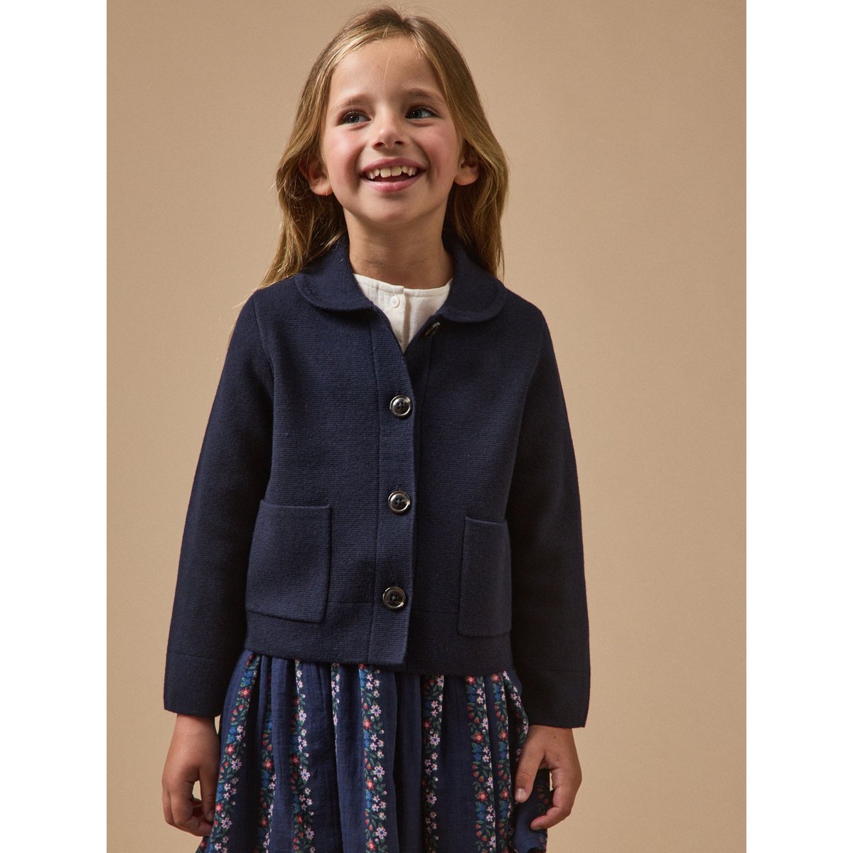 Cardigan en maille MILANo  - collection JUNIOR marine, CYRILLUS
