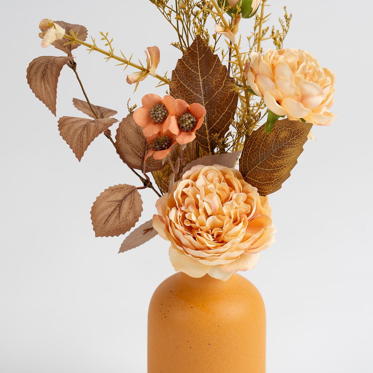 38cm Peach Roses in Ceramic Vase yellow, SO'HOME