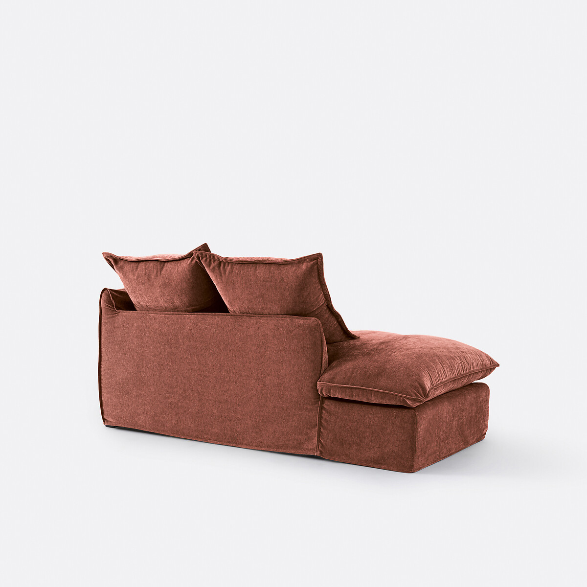 Méridienne gauche, déhoussable, en polyester chiné, ODNA brique rosé, LA REDOUTE INTERIEURS