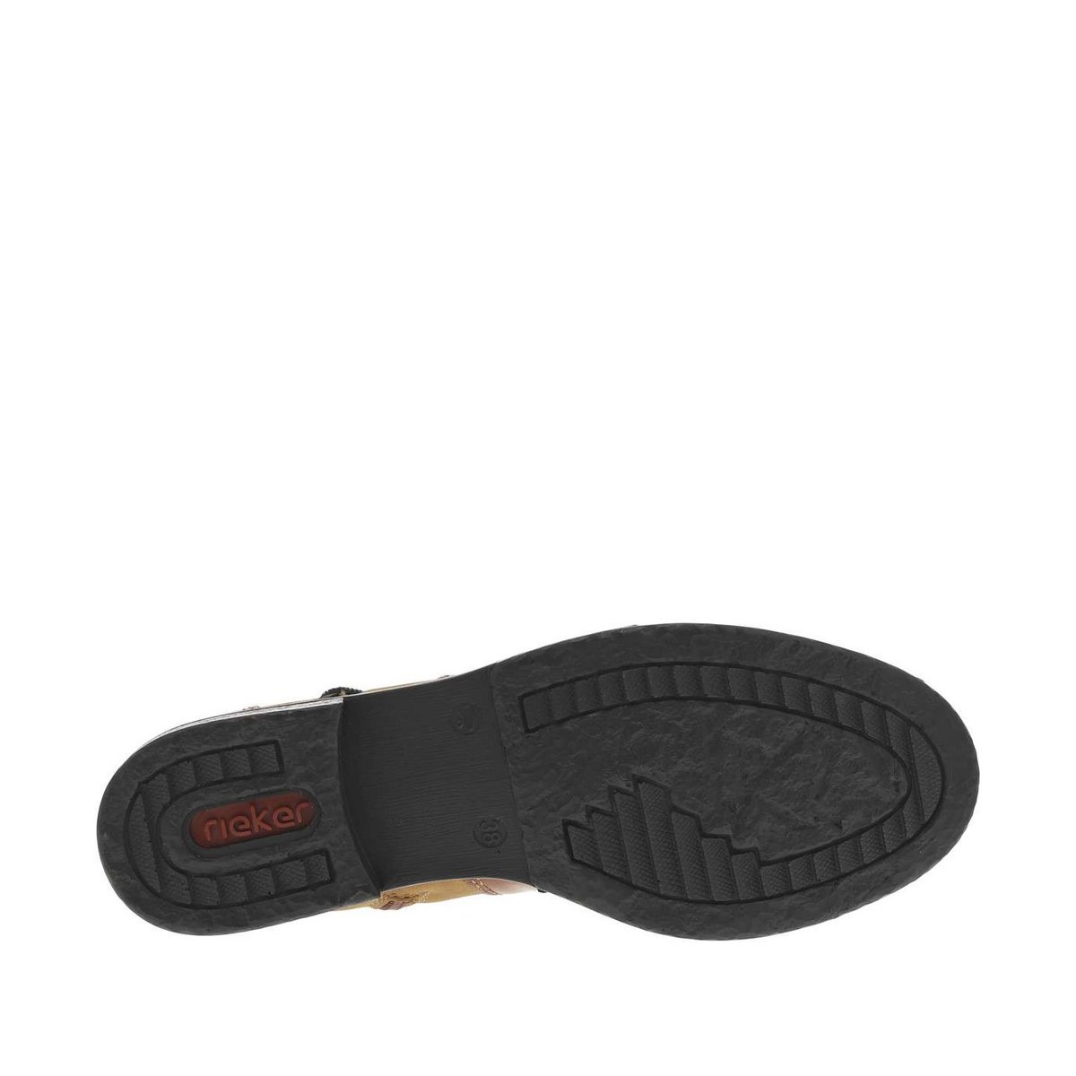Boots en cuir à talon décroché bas avec un zip et logo embossé cognac, RIEKER