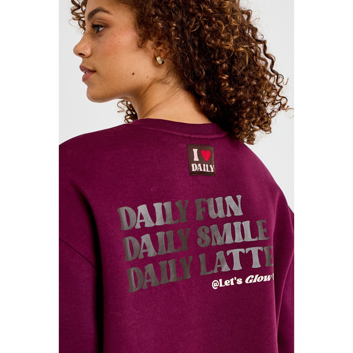 Sweat oversize col rond manches longues violet foncé, CACHE CACHE