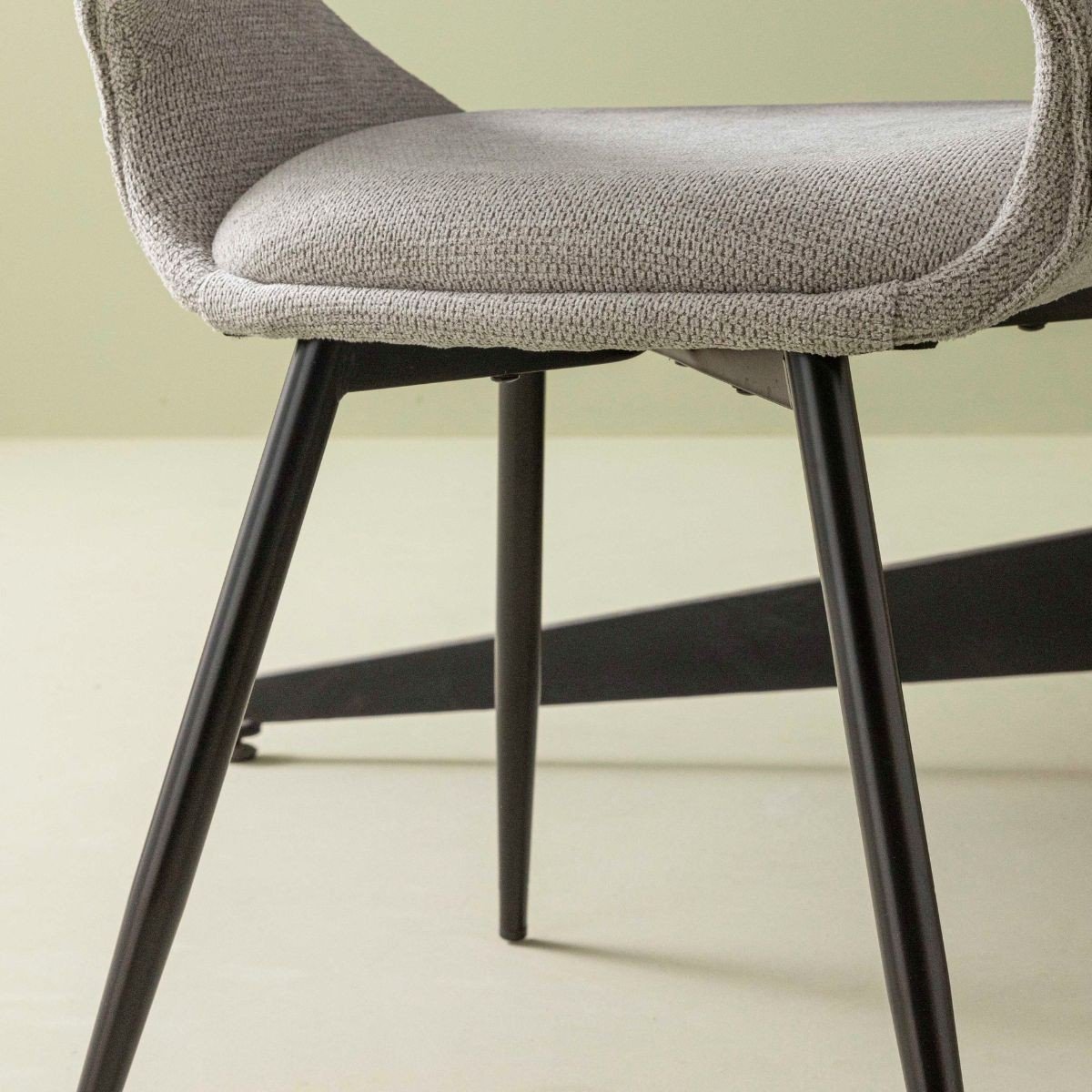 Lot de 6 chaises en tissu avec piètement en métal L51 cm - ELODIE gris clair, SIGNATURE